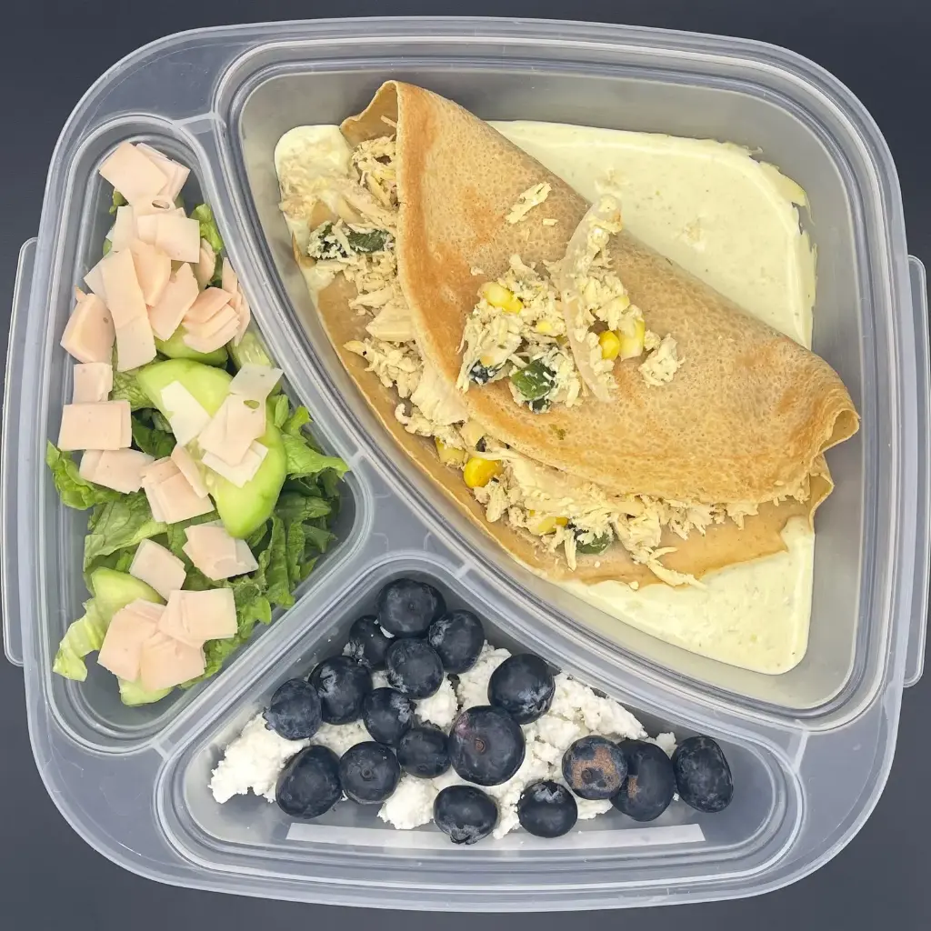 High Protein | Martes | Desayuno | Crepa de rajas con pollo HP