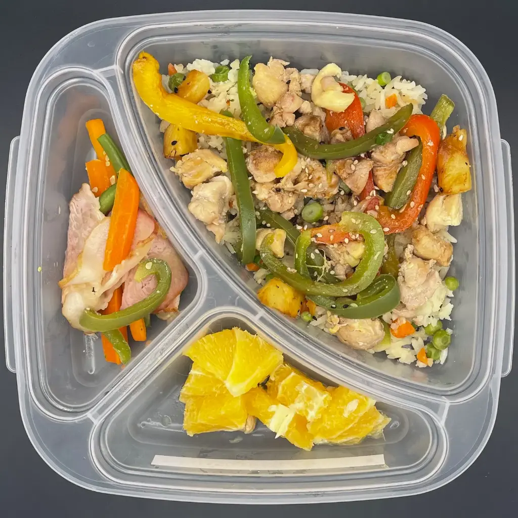 Saludable | Lunes | Desayuno | Bowl c/verds y pollo agridulce