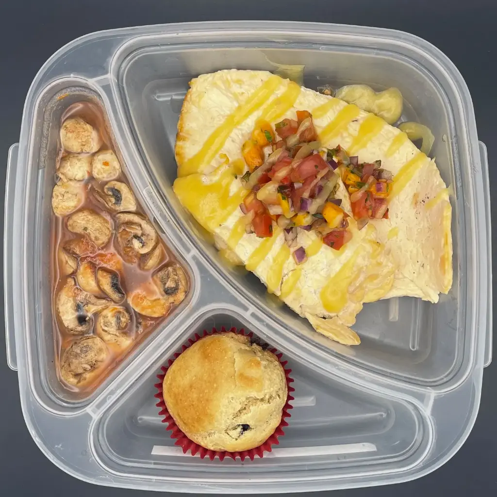 Saludable | Miércoles | Desayuno | Pechuga glaseada con mango