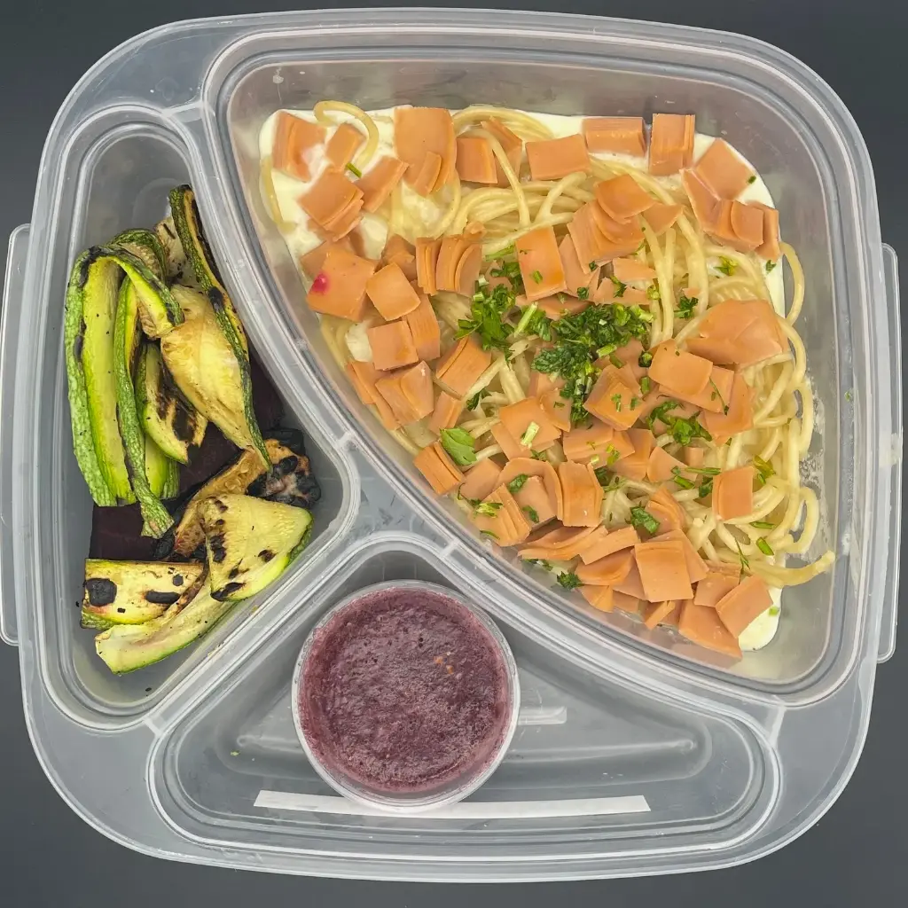 Veggie | Martes | Desayuno | Spaguetti 3 quesos veggie