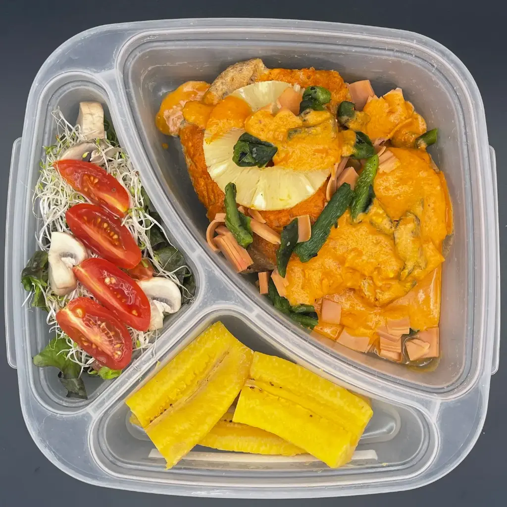 Veggie | Lunes | Comida | Prot. vegana con piña